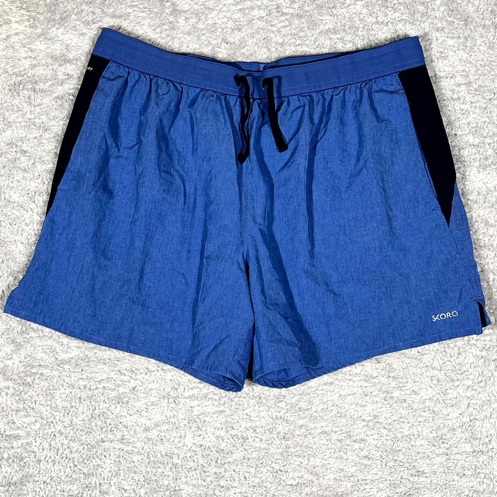 Skora Running Shorts Women L Commodore Blue Stretch Quick Dry Side Slit Atheltic